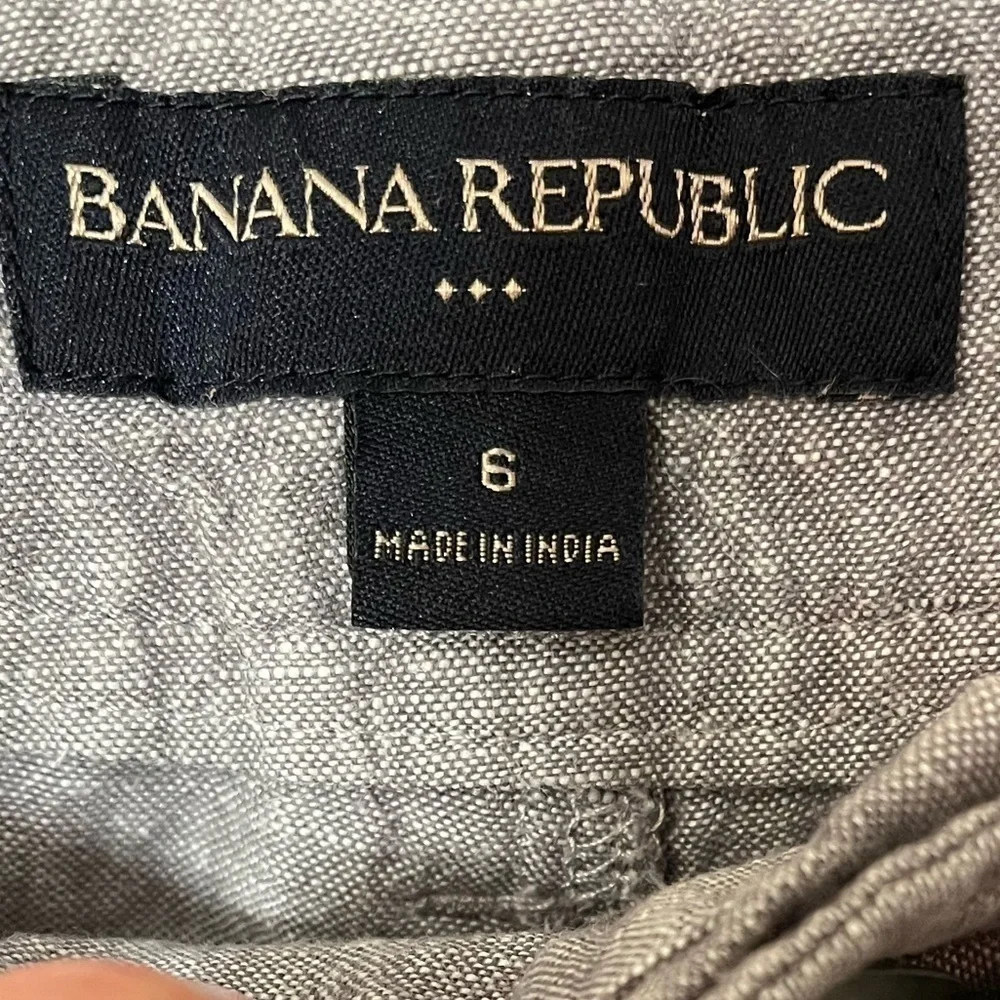 Banana Republic Gray Linen/Cotton Blend Belted Pants Sz 6